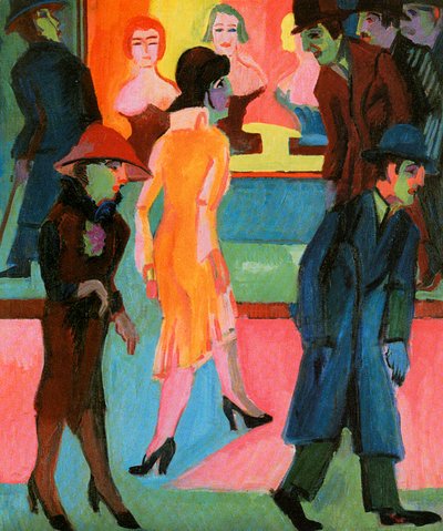 Straßenbild vor dem Friseurladen von Ernst Ludwig Kirchner